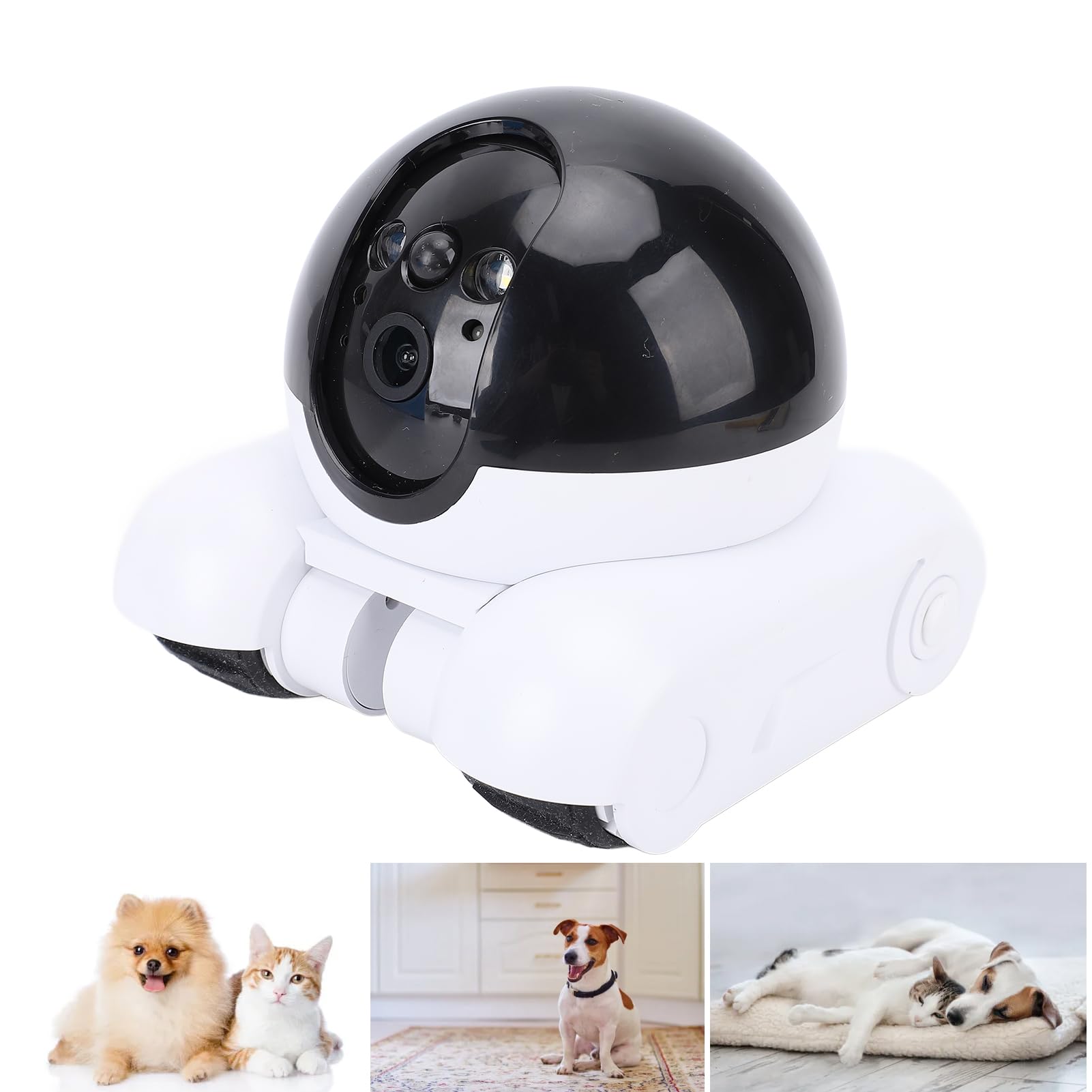 Topiky Videocamera Robot su Ruote 1080P Doppio Obiettivo, Telecamera Mobile per Animali Domestici da Interno con Comunicazione Bidirezionale, Controllo App Telecamera di Sicurezza da 2