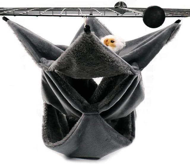 LeerKing Ferret Hammocks Rat Hanging Bed 3 Tier Guinea Pig Cage Toy Hideout Small Pet Swing Squirrel Hideaway for Hamster Sugar Glider Gerbil Chinchilla, Darkgrey