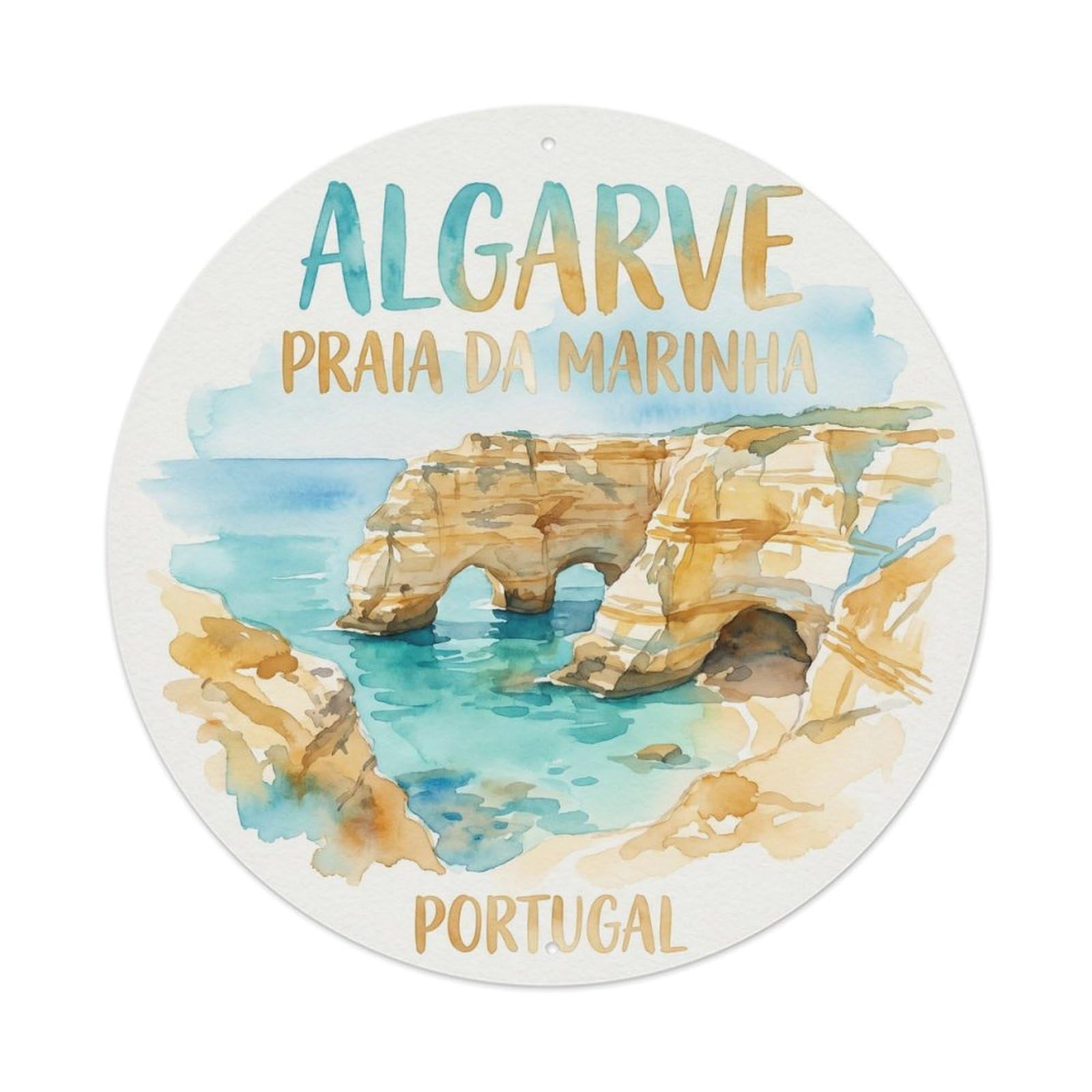 Olhnbad Style Portugal Algarve Praia Marinha Portuguese Heritage Metal Tin Sign