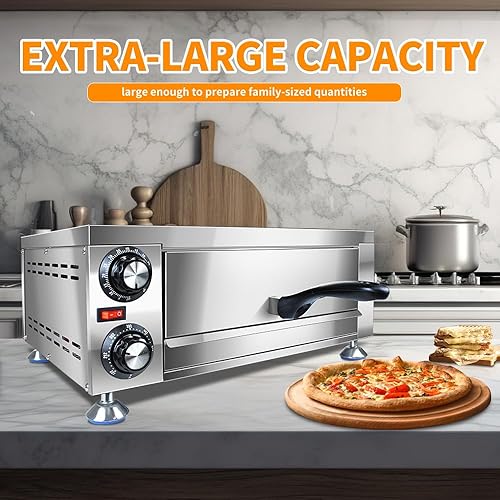 Miniatura 6 de Generic YOOKTEN - Horno eléctrico de pizza para interiores, horno de pizza de 12 pulgadas, máquina comercial para hacer pizza para el hogar con