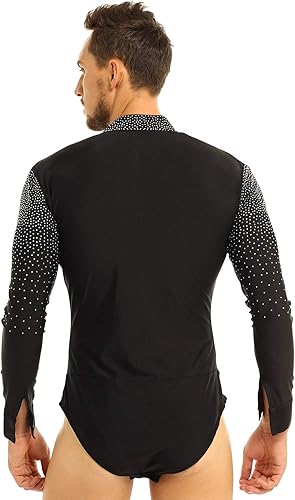 Miniatura 5 de Camiseta de baile de tango latino con diamantes de imitación brillantes para hombre