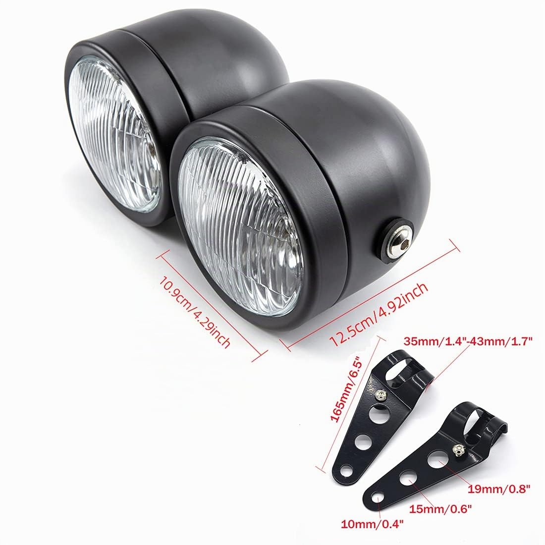 Fari moto doppi fari anteriori con staffa per Bobber Chopper Cafe Racer