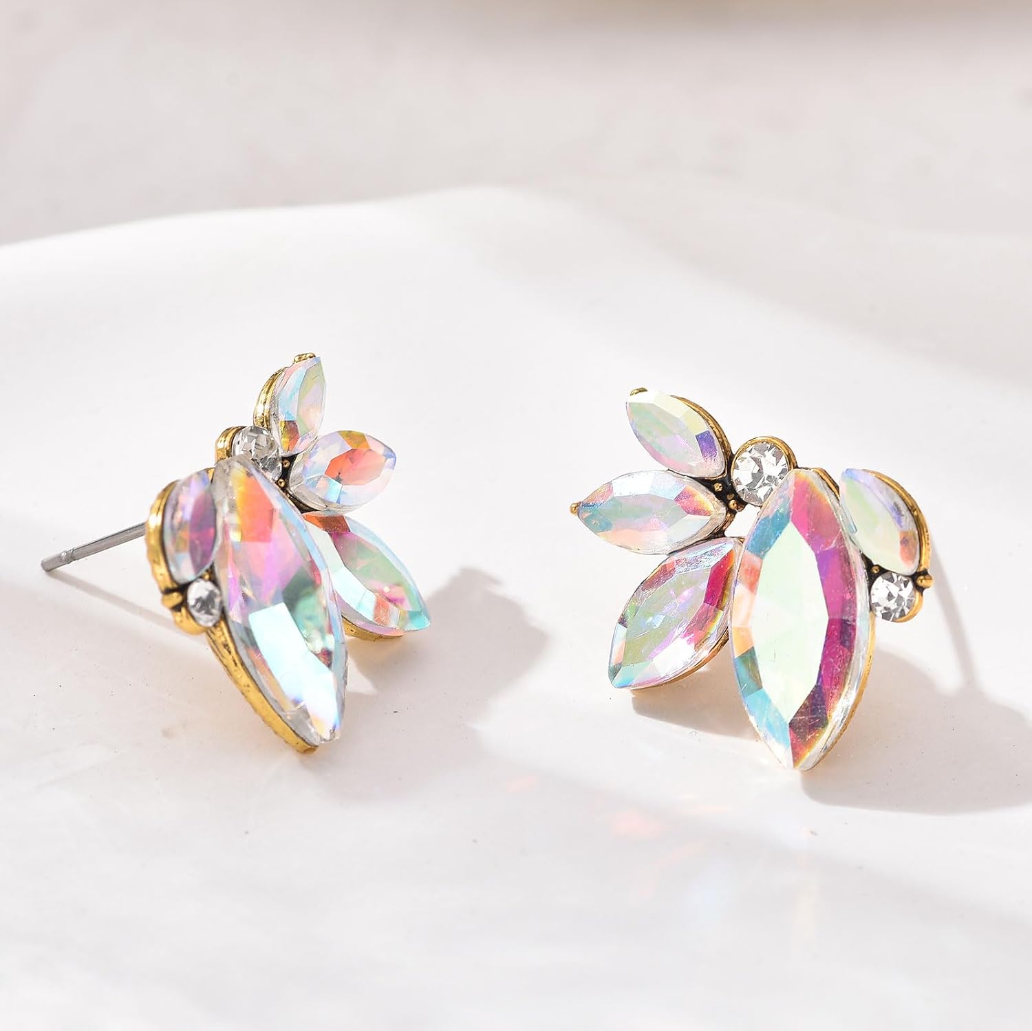 Sparkly Rhinestone Drop Earring Dainty Faux Crystal Earring Studs for Women Wedding Prom Party