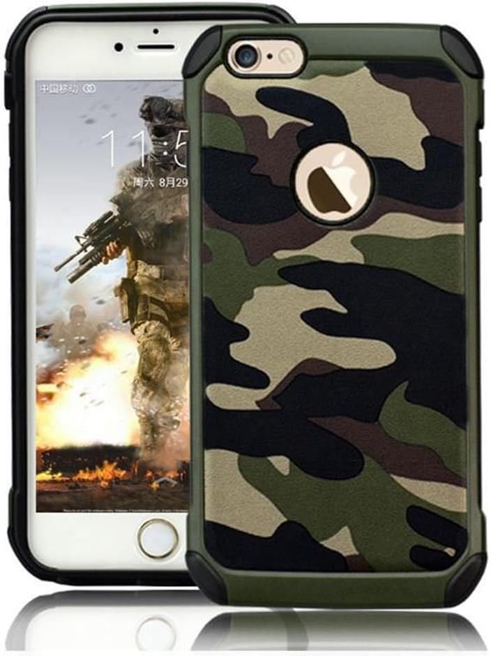 Protective Case for iPhone 6 iPhone 6S Hybrid Heavy Duty Army Case Premium Dual Layer Tough Rugged [Camouflage Design] Hard PC Back with Soft TPU Cover Boys Armor Defender Shell Case Cover-Green