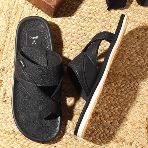 Image of YOHO Snugly Ethnic Orthopedic Slippers for Men | Diabetic Blood Circulation | Toe Ring Slip-On | Stylish Lightweight Flip Flops with Footpharma Footbed | Anti-Skid Chappals for Everyday