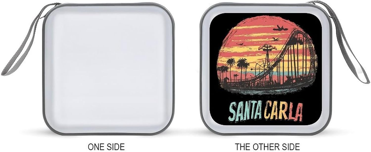 Vintage Santa Carla Sunset Protective CD Case Storage Rack 40 Capacity DVD Holder Organizer Car Travel