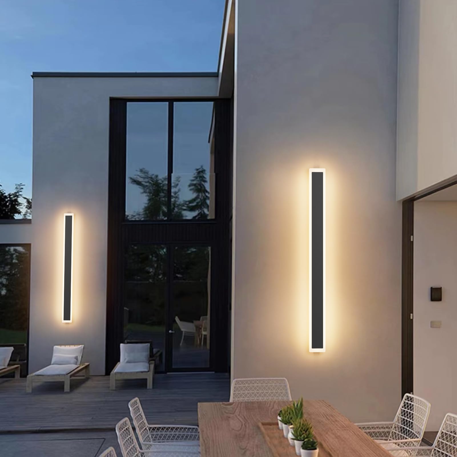 Tipace 2 Pack Outdoor Wall Sconces 39.4IN Long Modern LED Wall Light with Frosted Acrylic ...
