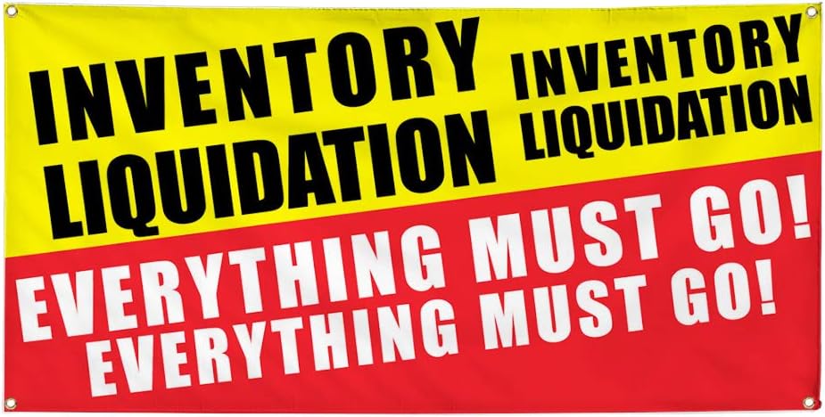 Vinyl Banner Multiple Sizes Inventory Liquidation Everything Must Go B Business Outdoor Weatherproof Industrial Yard Signs Yellow 8 Grommets 48x96Inches