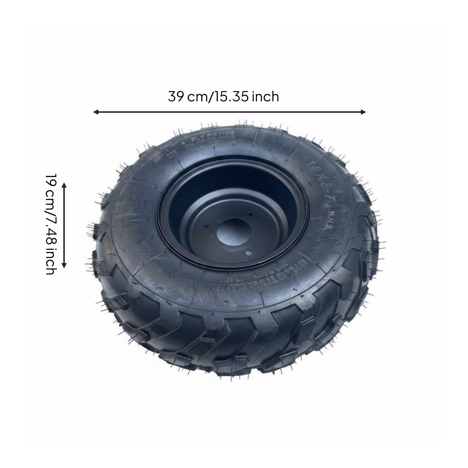 rockible Pneumatico Fuoristrada Go Kart Ruota con Cerchio Assemblata Aderenza Controllo Struttura Tubeless Affidabile Acciaio Solido E Gomma Adatto a Sabbia, Cerchio Nero A Tre Fori