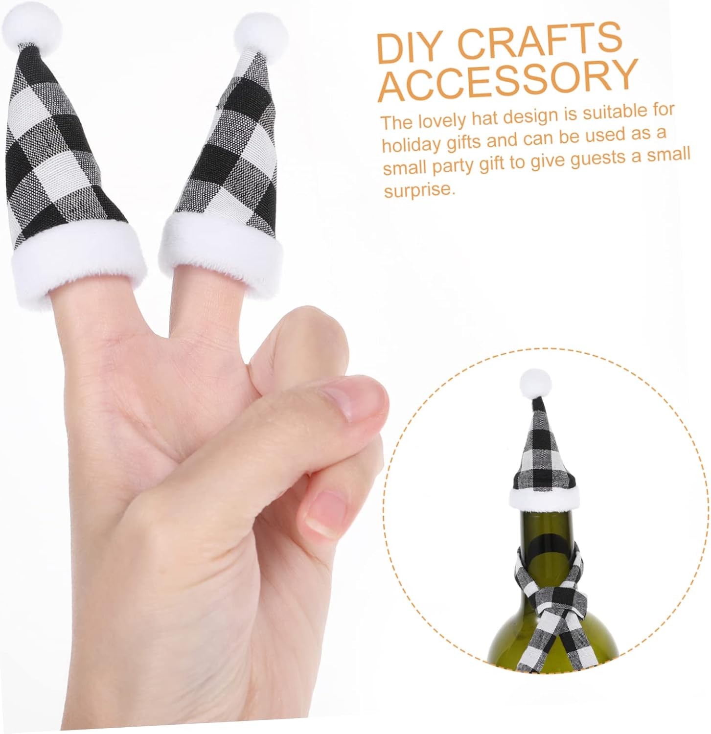 Christmas Wine Bottle Mini Hat Scarf Set, 3 Sets Fabric Decor