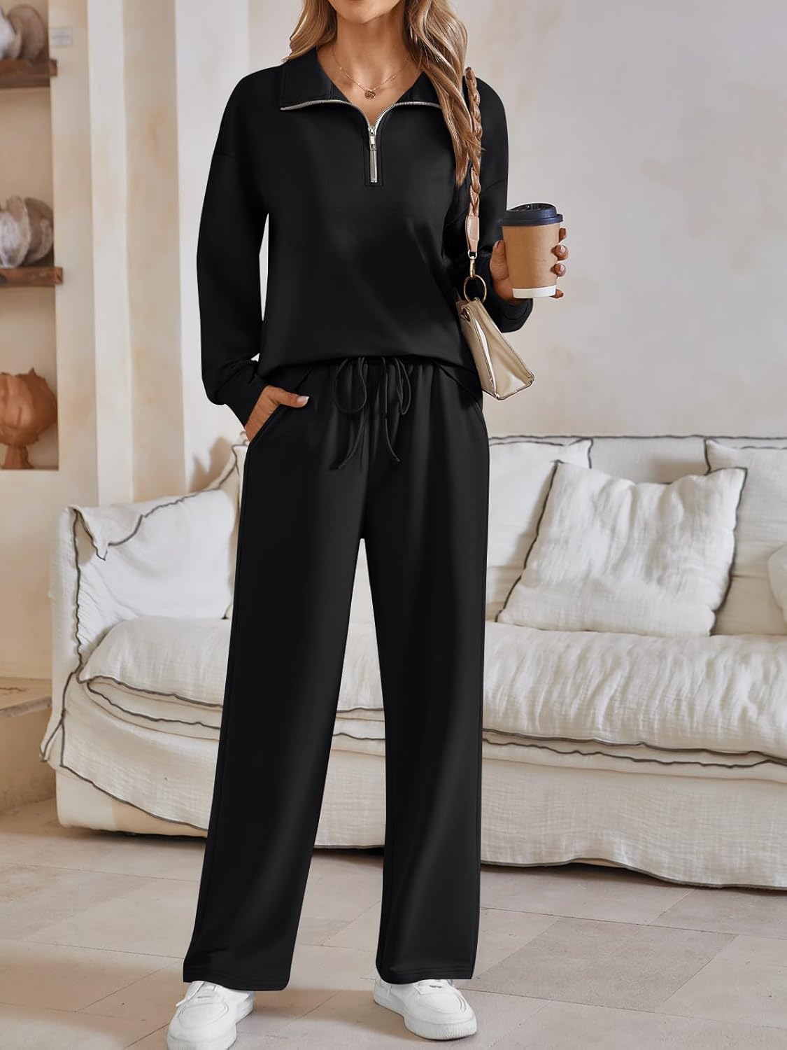 AUTOMET Womens Track Suits Set Sweatsuits Two Piece Outfits Lounge Sets Half Zip Lapel Sweatshirts Fall Fashion Clothes - Image 2