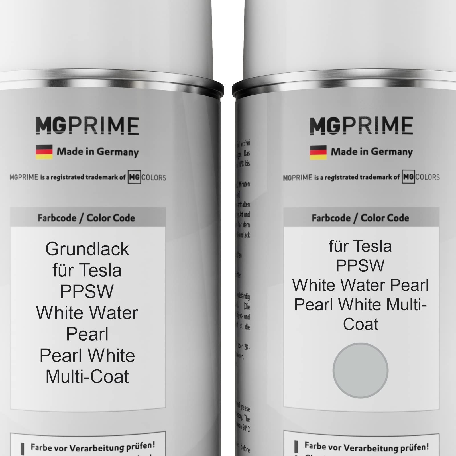 MG PRIME Pintura automotriz Set de aerosoles para Tesla PPSW White Water Pearl/Pearl White Multi-Coat Fondo pintura base pintura transparente bote de spray 400 ml