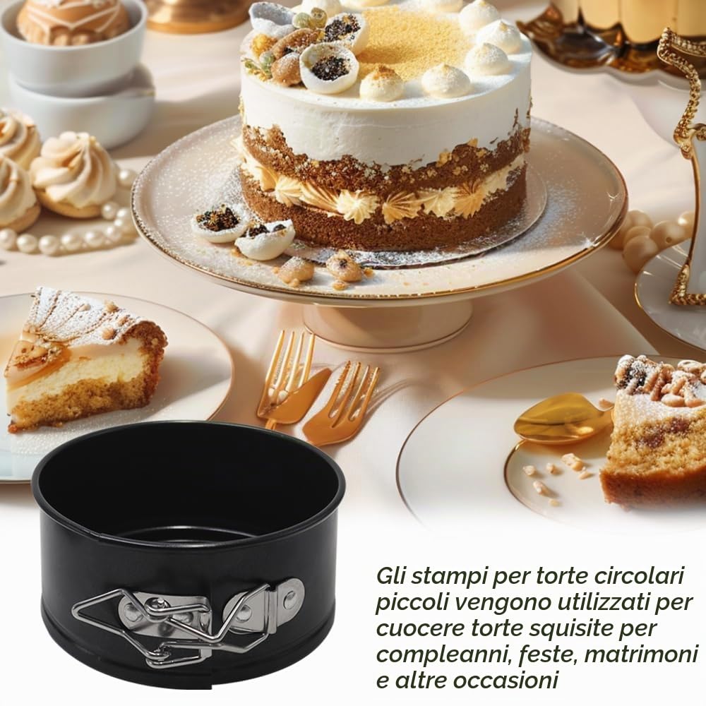 Mini Stampo Torta 2 Pezzi Tortiera Apribile da 11CM Teglia Cheesecake con Fondo Staccabile e Rivestimento Antiaderente Tortiere Rotonde per Torte,Dessert
