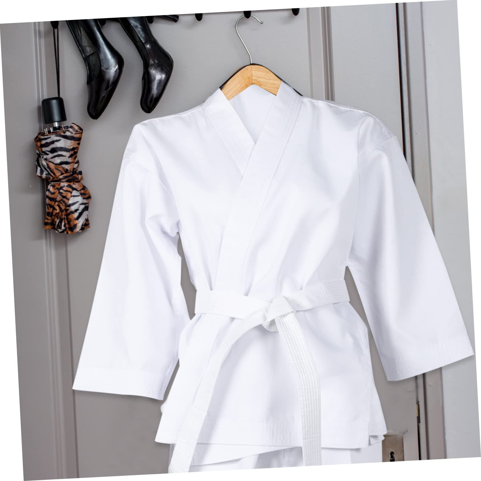 Kimono de Karaté Adulte et Adolescent, Tenue D’entraînement Blanche en Mélange de Coton, Confortable et Élastique pour Arts Martiaux