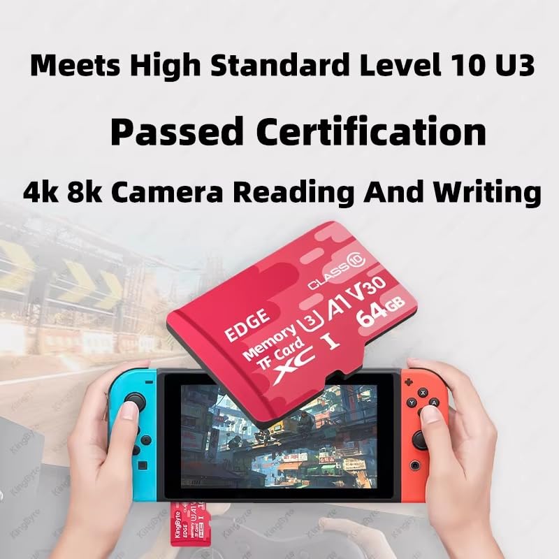 Image of 64GB Memory Card - Class 10 UHS-I High-Speed Memory Card for Android Devices, Action Cameras, Dash Cams, Drones, Tablets & More