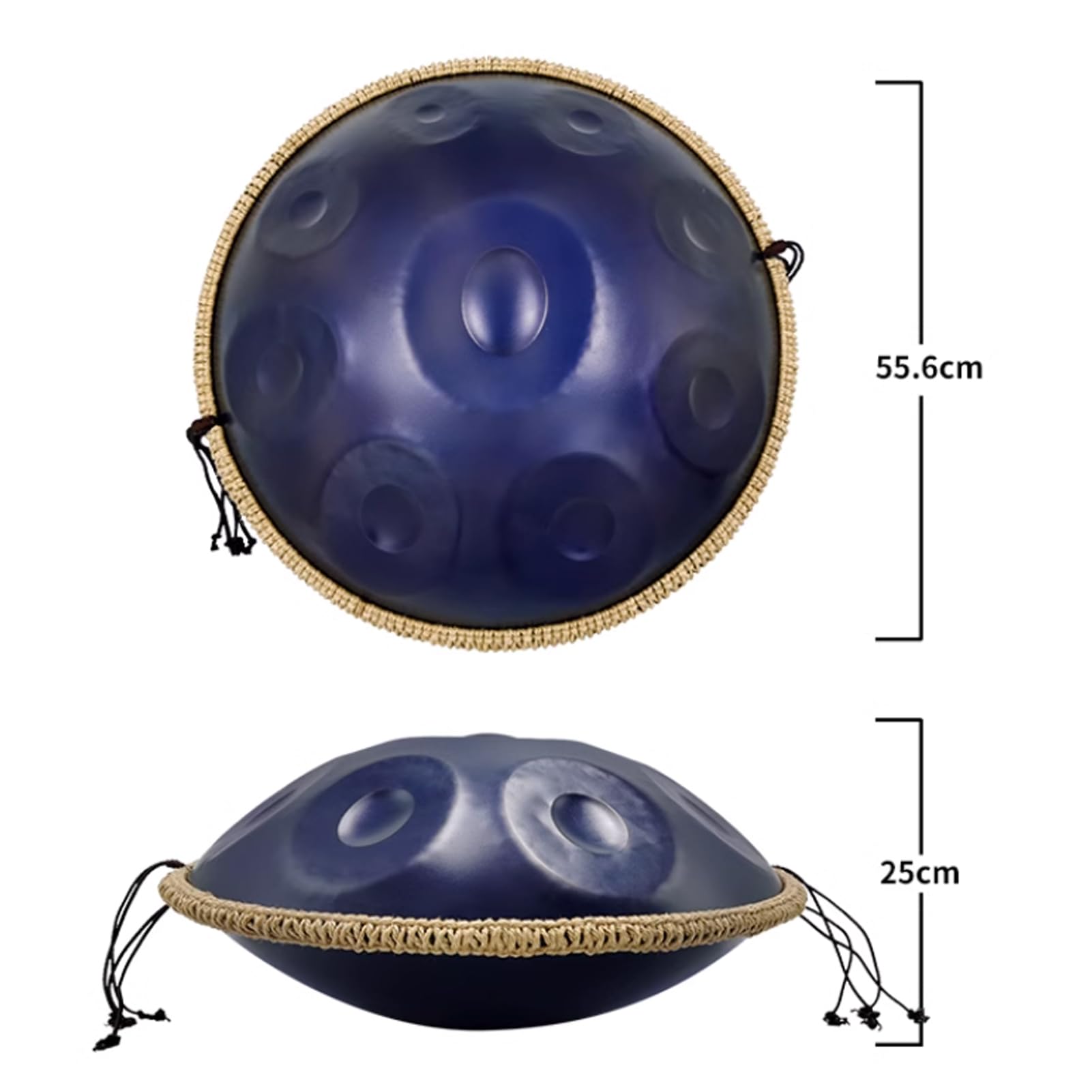 Ensemble de percussions Handpan 9/10 notes 22 pouces Handpan professionnel en ré mineur Hand Pan 440 Hz/432 Hz Instrument de percussion en acier pour performances professionnelles (22 pouces 10 note