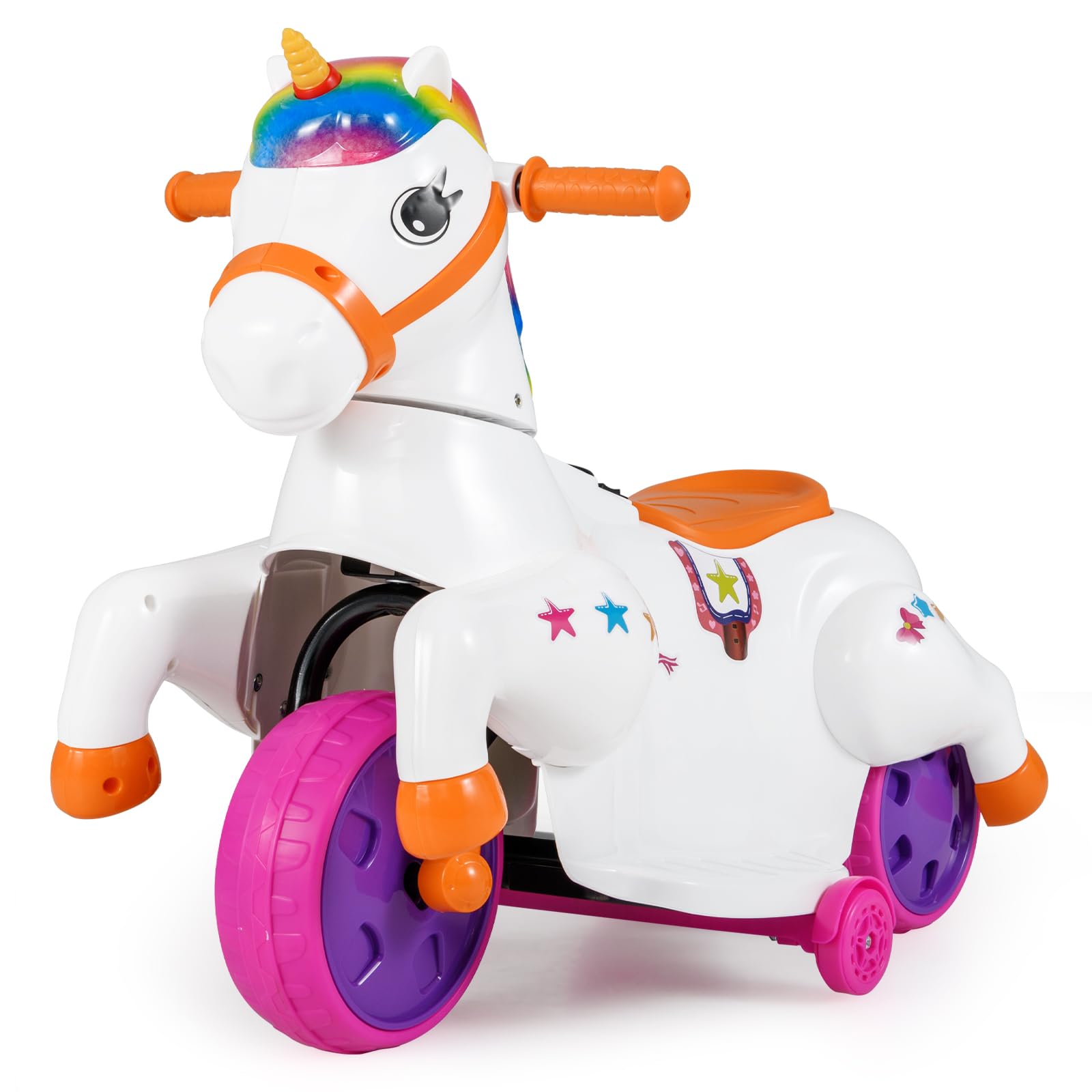 COSTWAY 12V Kids Ride on Toy, Electric Ride on Unicorn with Training Wheels, Horse Riding Mode, Music, Cute Riding Animal for Girls Boys (Colorful) — image 1