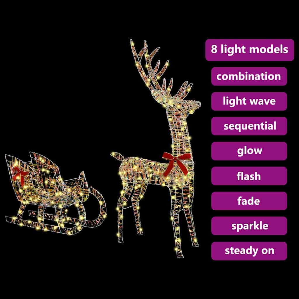 Festnight Beleuchtet Außen Led Rentier mit Schlitten 200 Led Weihnachtsfiguren Weihnachtsdeko Outdoor Figuren Garten Weihnachtsbeleuchtung Weihnachten Deko Warmweiß