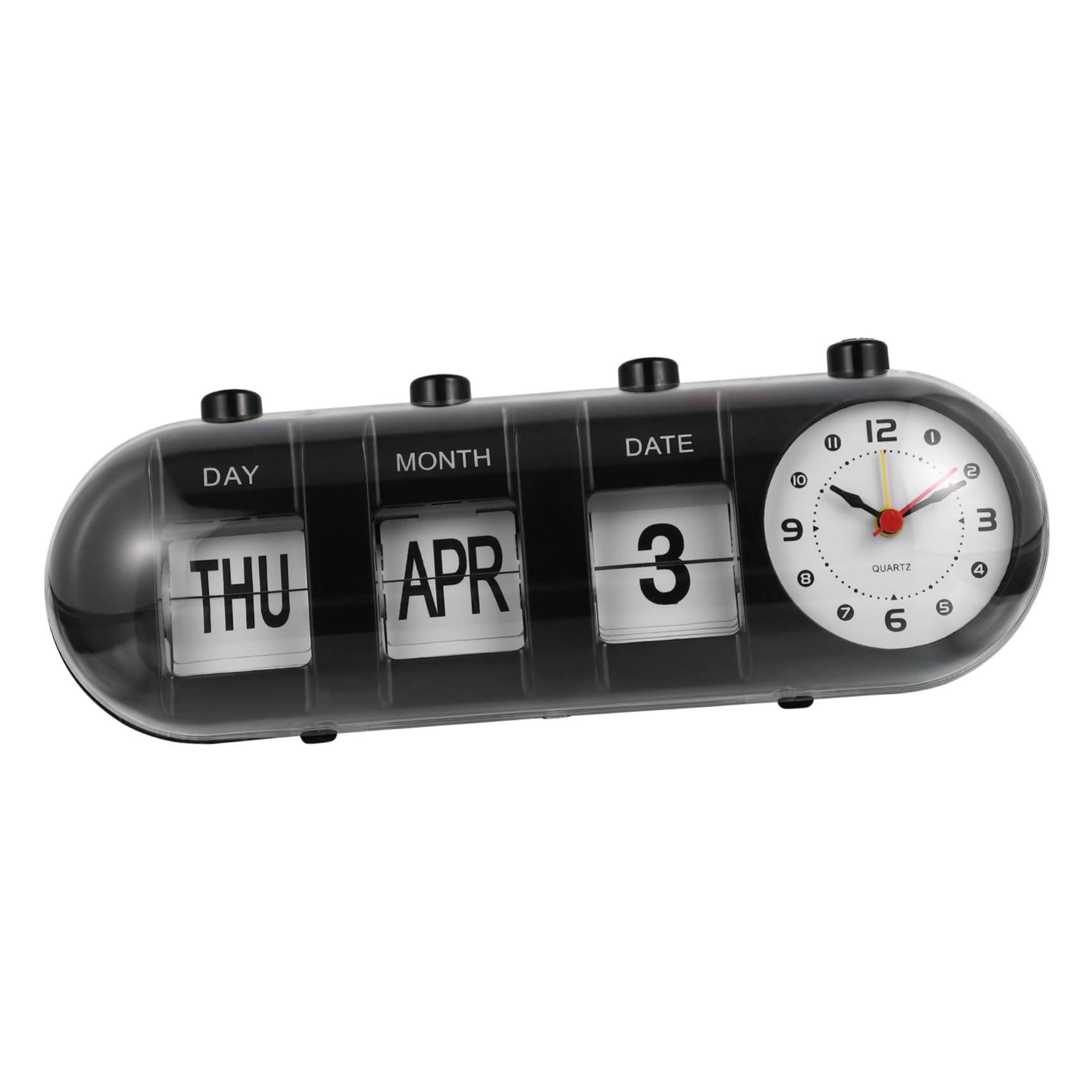 NUOBESTY Dauerkalender mit Uhr Manueller Kalender aus Abs-kunststoff Heimbürokalender mit Tag Monat und Datum Tischkalender für Schreibtisch für Zuhause und Büro