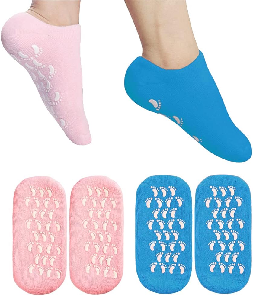 2 Pairs Short Moisturizing Socks,Cotton Spa Gel Moisture Socks Gel