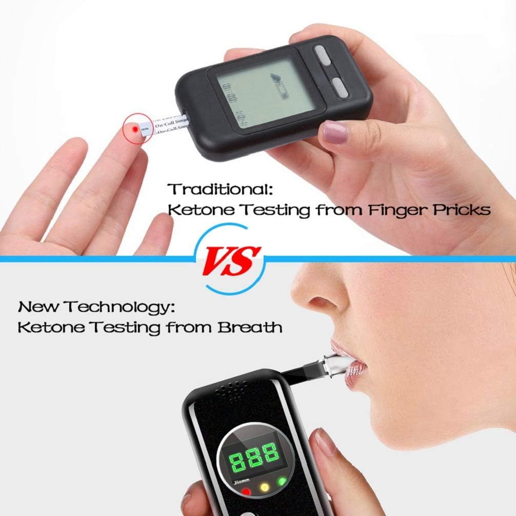 Coolker Ketone Meter Digital LCD Displays Testing with 10Pcs Replaceable Mouthpieces : Health & Household