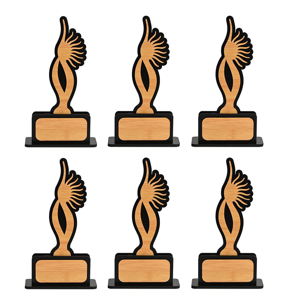 GKD Momento Awards and Trophy for Winner, Beautiful Black and Bamboo Design with Wooden Cutwork, Easy Print and Sticker Paste Your Matter, eco Friendly Corporate Gifts(Size 9x5 Pack of 6)-picture-22