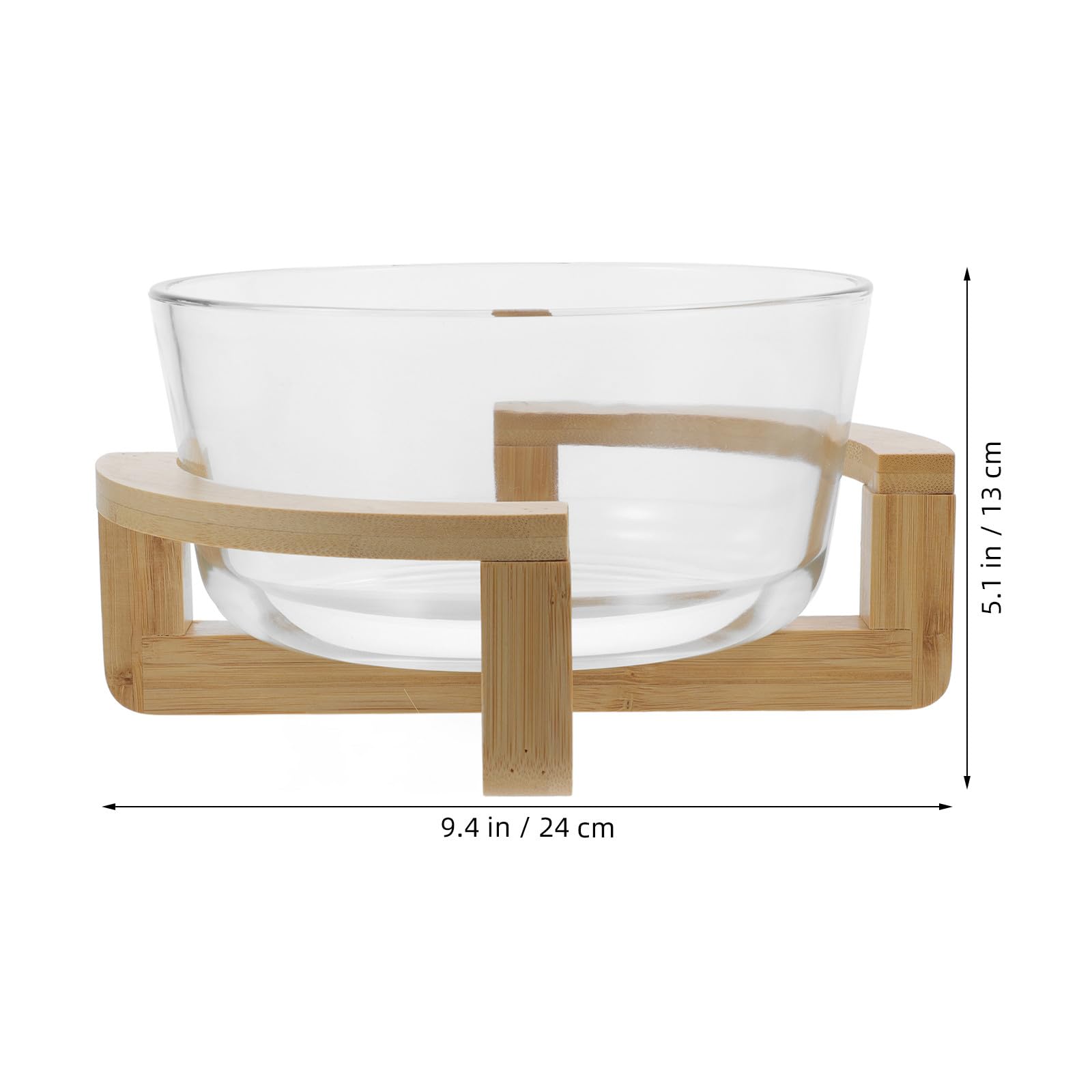 SOLUSTRE Duża szklana miska do sałatki z bambusową podstawą, 2500 ml/0,66