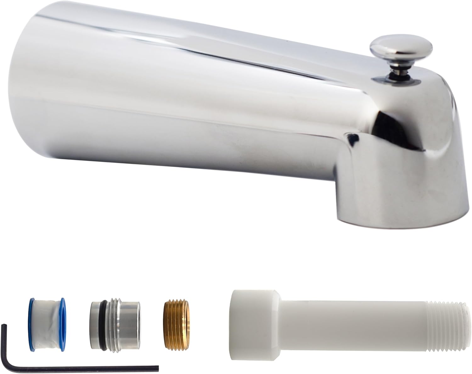 Westbrass E507DUS-26 Universal Fit 7" Diverter Tub Spout, Zinc, Polished Chrome