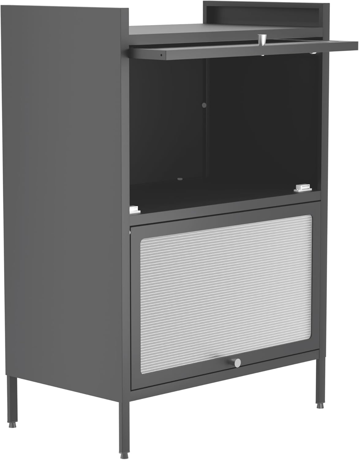 Bakers Rack with Cabinet Cupboard,Bread Rack Coffee Station Microwaves Rack Storage Rack,3 Tier Kitchen Organizer Shelf for Dishes,Wine,Pots and Pans