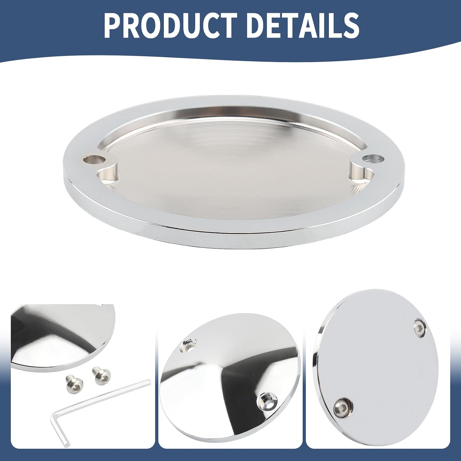 Domed Timing Timer Cover Fit For Harley 1971-later Sportster Iron 883 Custom Deluxe XR 1200 Sport XL XLH 1970-1999 Big Twin Touring Road Glide Road King Street Glide Dyna Softail (Chrome)