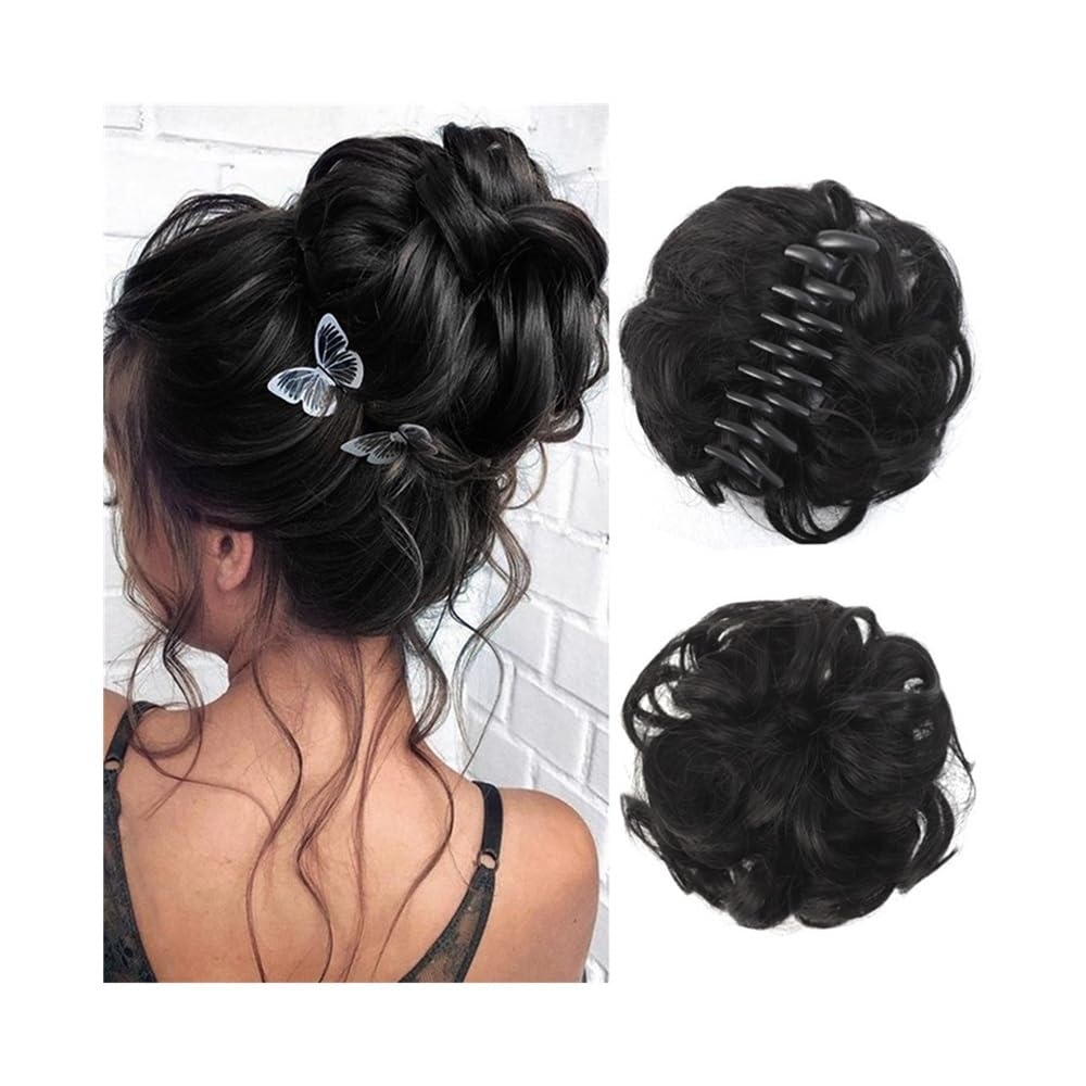 Hair Bun Claw Clip Messy Bun Hair Pieces for Women Wavy Curly Synthetic Clip in Ponytail Extensions Scrunchies(4)