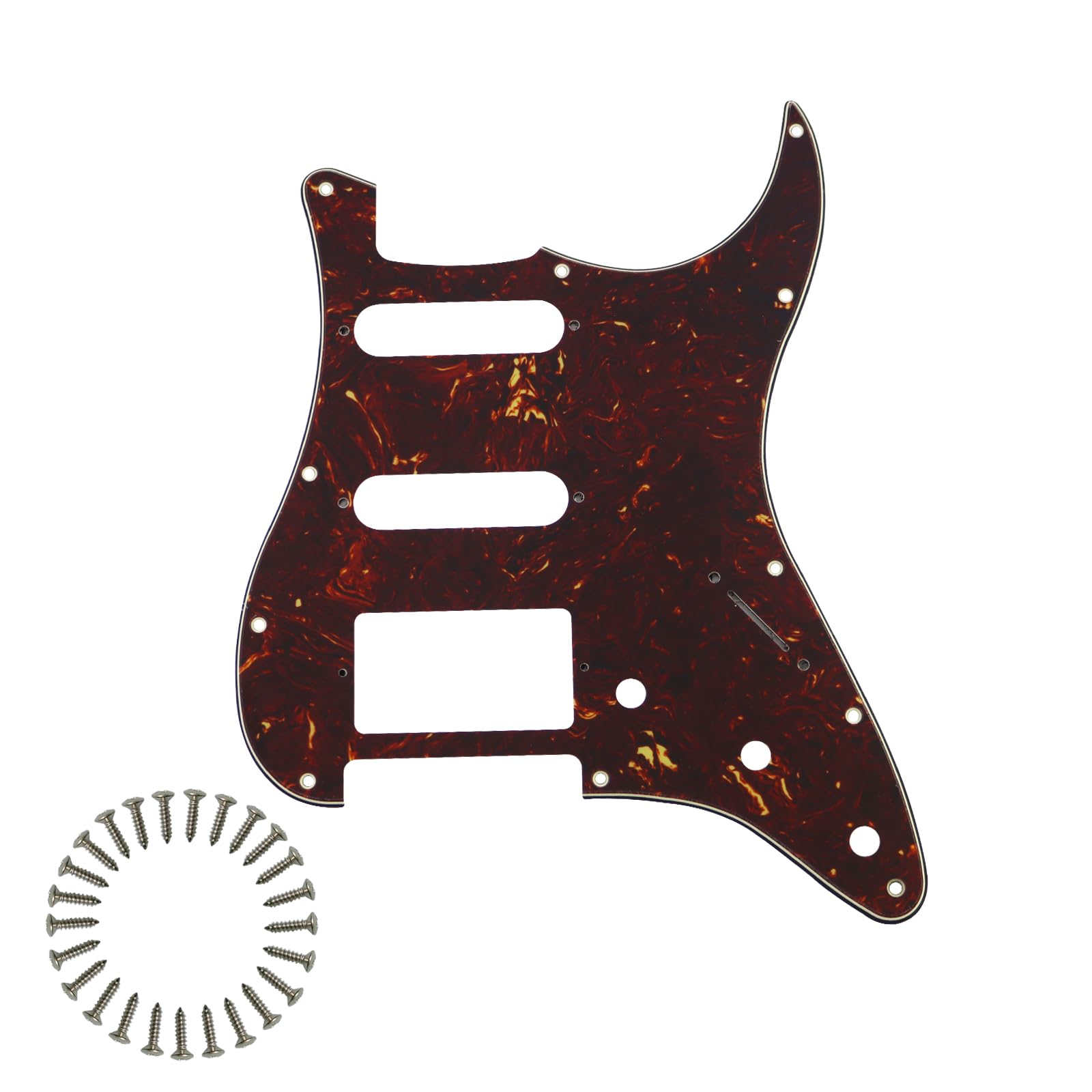 HSS 11-Hole Strat Pickguard for Fender Stratocaster, Retro Turtle