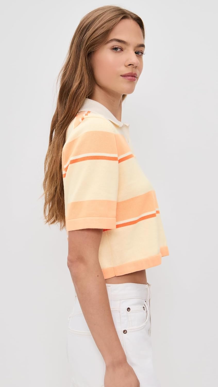 LE BOP Women's Short Sleeve Striped Polo - Image 4