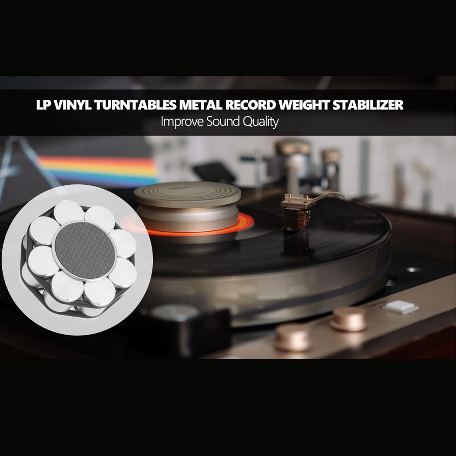Stabilizzatore di Peso per Dischi in Vinile HiFi, Morsetti per Pesi per Giradischi con Cuscinetto Antiscivolo, Stabilizzatore LP in Acciaio Inossidabile per Giradischi Giradischi
