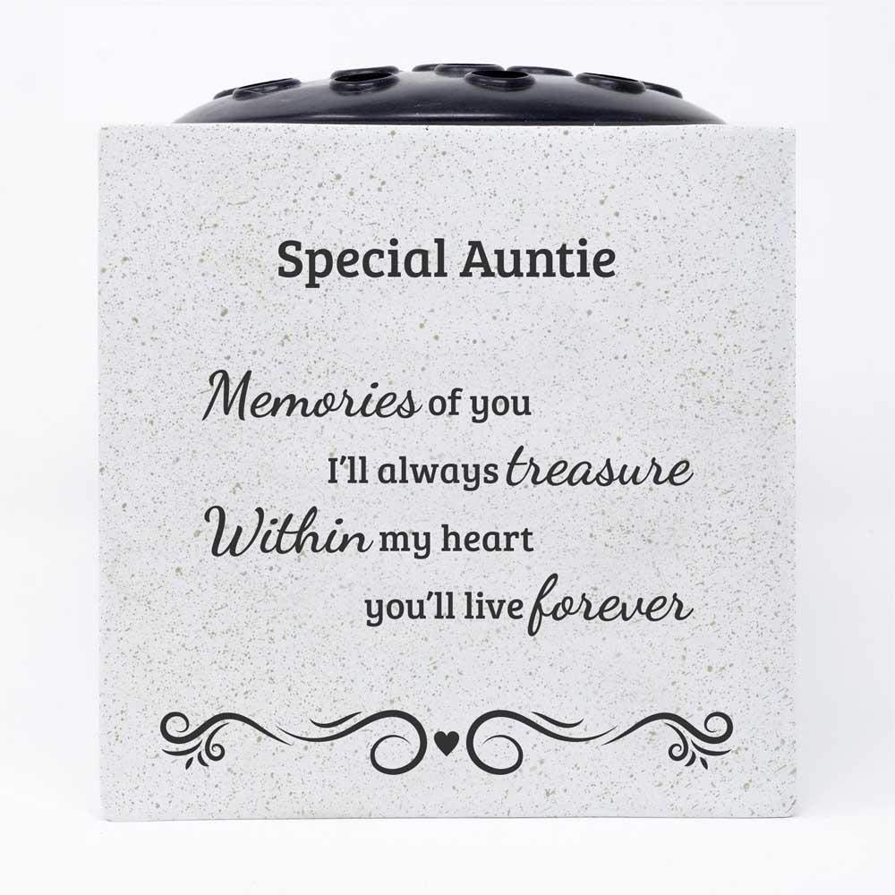 Black Angraves Special Auntie Handmade Treasured Memories Memorial Graveside Flower Rose Bowl Vase Pot