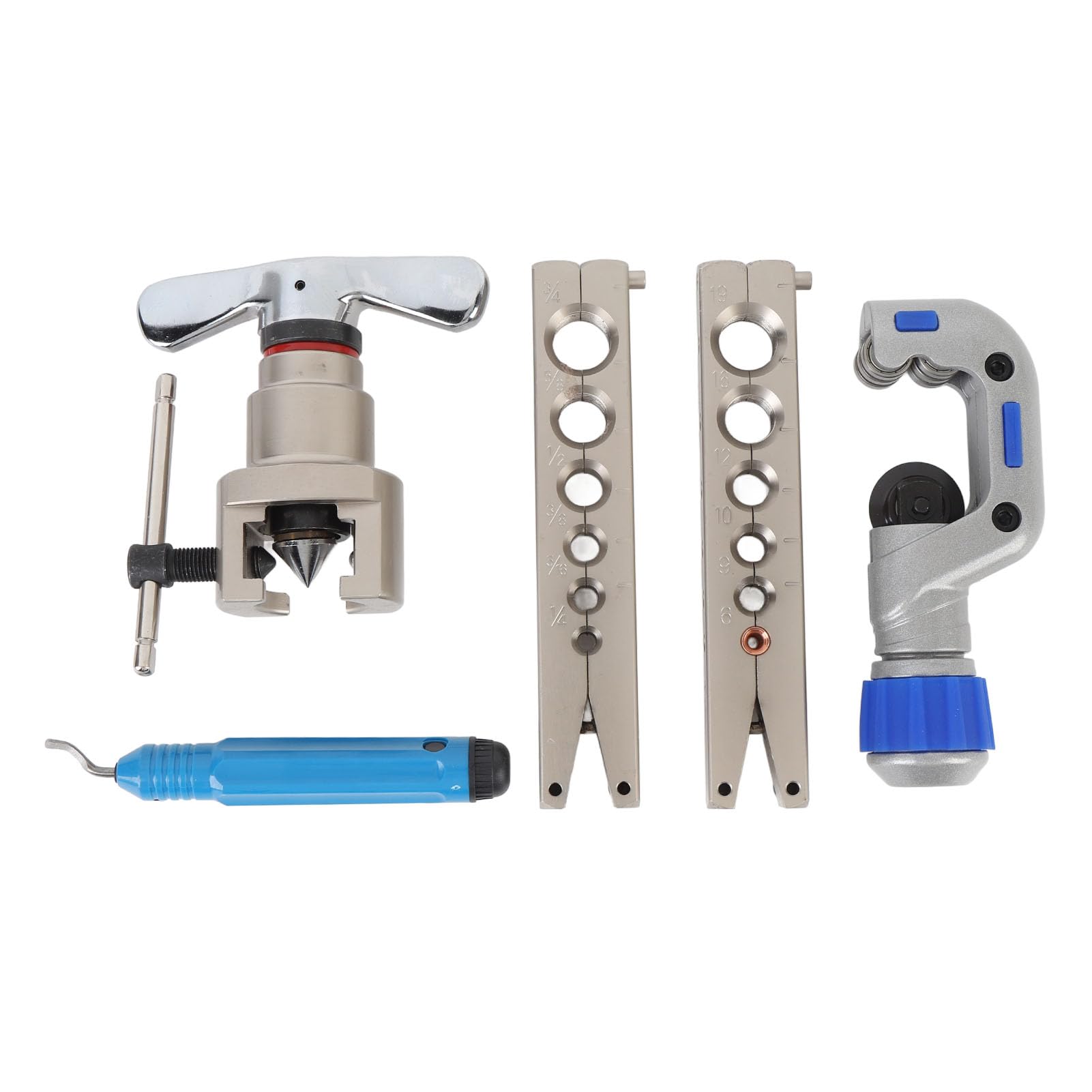 CHICIRIS Kit de Herramientas de Abocardado de 5 Piezas, Herramienta de Abocardado de Tubos HVAC de Metal con Cortador de Tubos, para de Aluminio de Cobre de 1/4 Pulgadas, 5/16