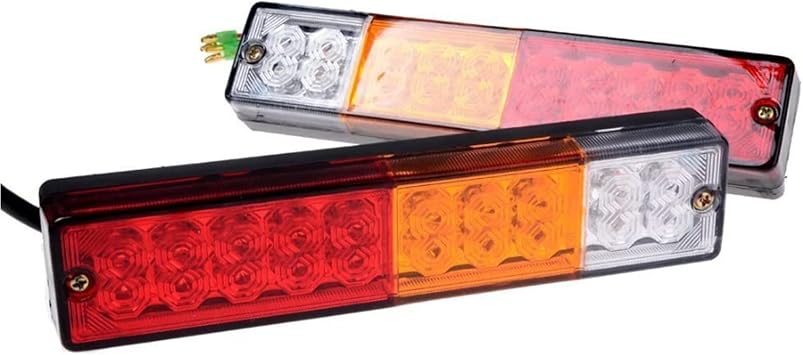 20-LED Truck Trailer Tail Light Turn Signal Reverse Brake Light, Stop Rear Flash Lamp,3W 12V Red-Amber-White Waterproof Pack of 2