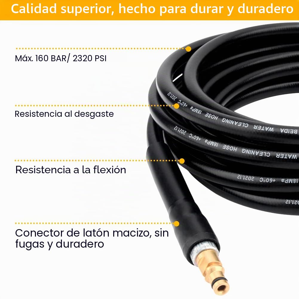Manguera de repuesto para lavadora de alta presión Karcher K2 K3 K4 K5 K6 K7 manguera de limpieza de alta presión, conector rápido y liberación
