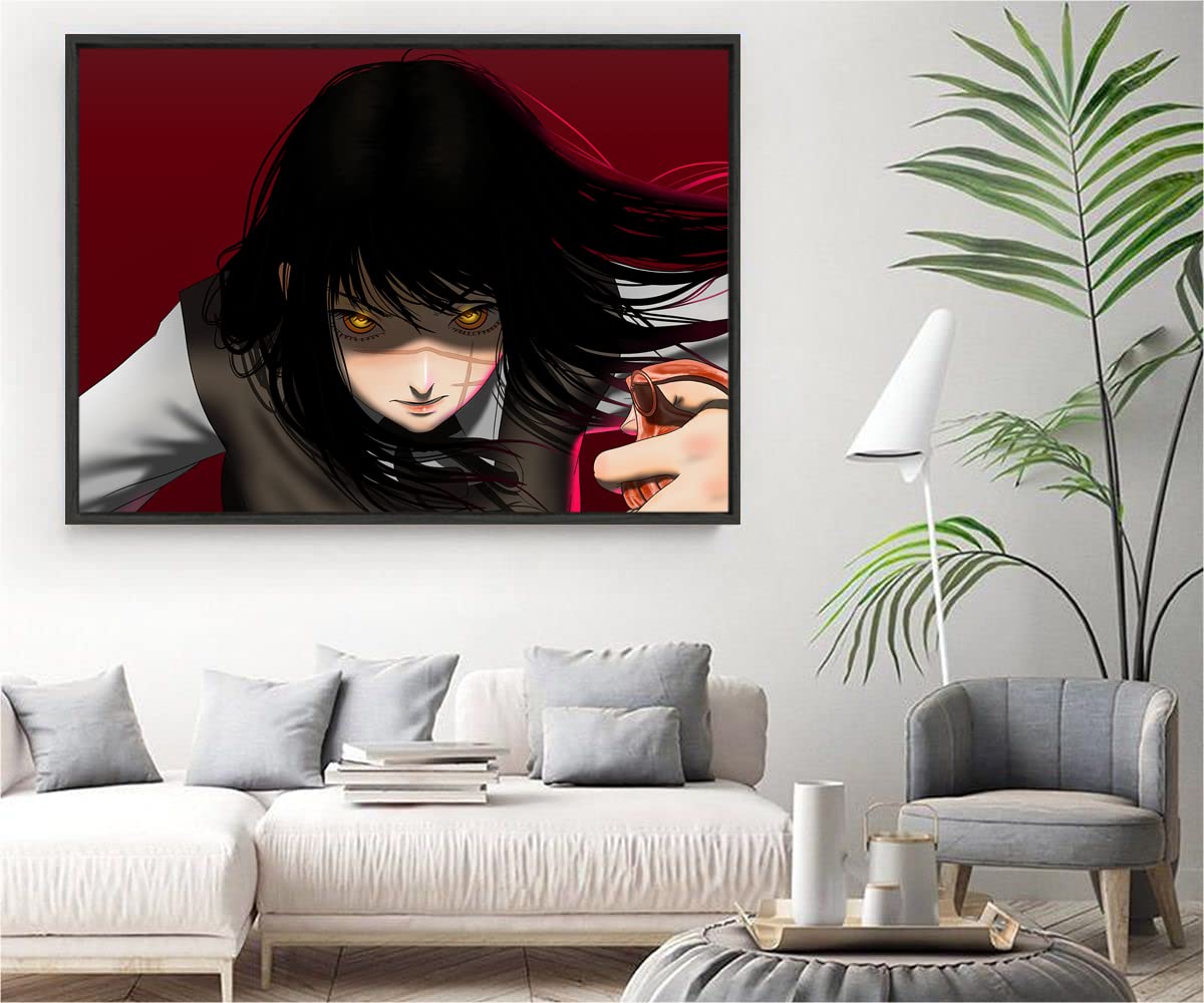 XtremeSkins Black Floater Framed Canvas - Wall Decor for Living Room, Bedroom, Office, Hotels, Drawing Room (34in X 22in) - Asa Mitaka Anime