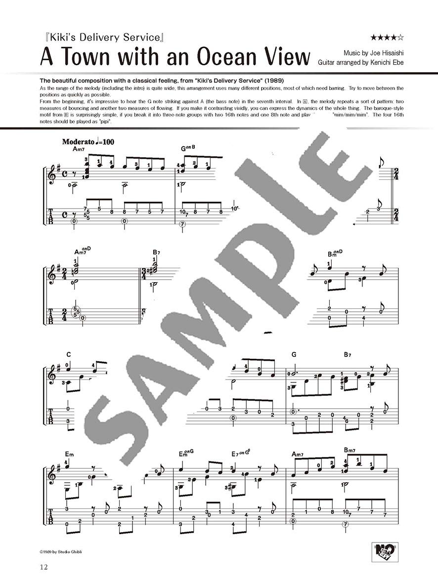 Studio ghibli songs for solo guitar vol.1/english - pour guitare seule - import japon