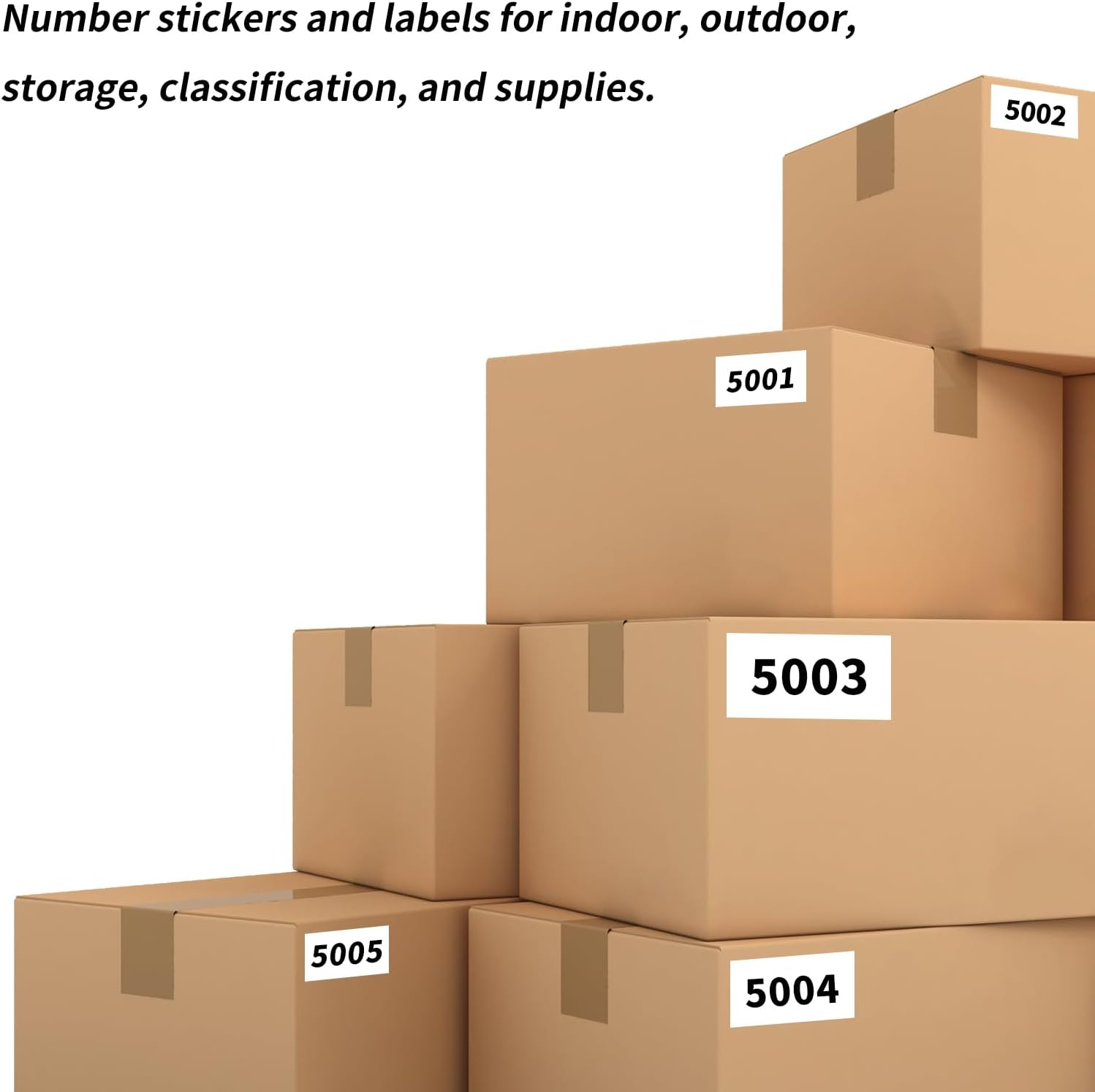 Number Stickers 5001-6000 | Inventory Number Label Stickers | 3" x 1.5" Small Black Numbering | Consecutive Numbered Sticker for Office Warehouse Classification Storage