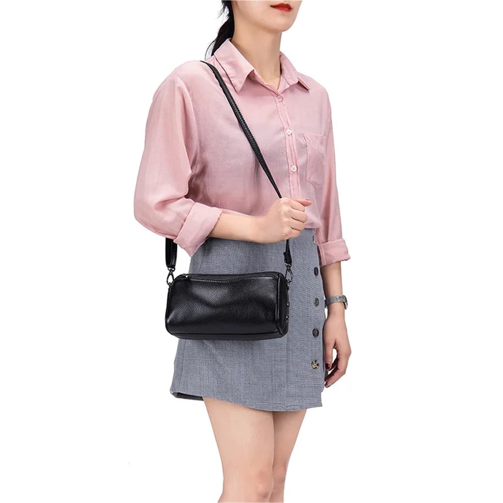 Bolsos De Hombro De Cuero Genuino For Mujer Bolsos Bandolera Pequeños De Cuero Bolsos Cruzados Adecuado para Viajar, Fiesta, Trabajo(Purple)