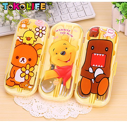 Portable Travel Cutlery Sets of 3 Cartoon Hello Kitty Mini Tableware