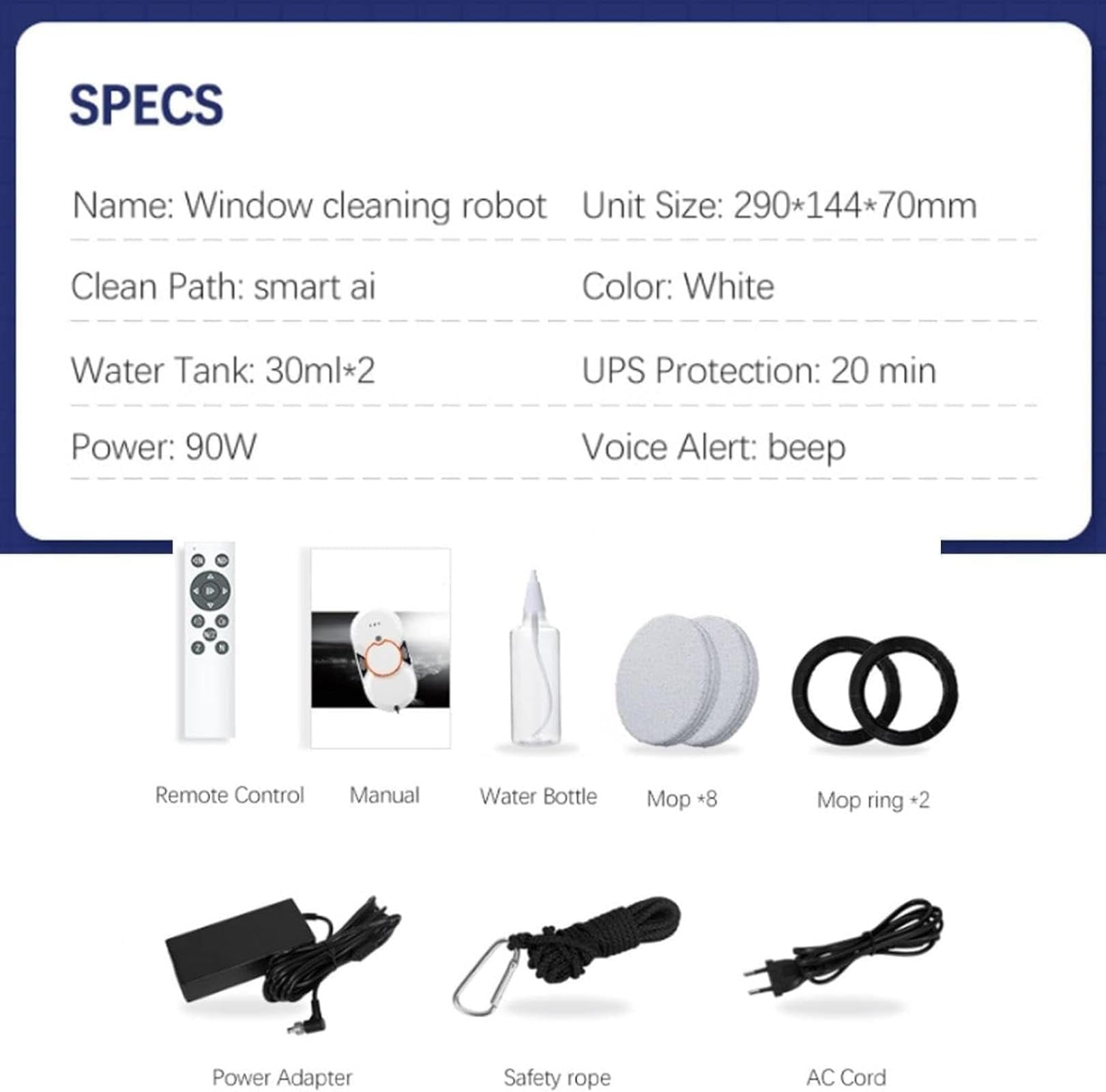 Robot do Mycia Okien, Inteligentny Robot do Czyszczenia Szyb 5600Pa z Podwójnym Zbiornikiem na Wodę 30ML - Pilot Zdalnego Sterowania & Podwójny System Natrysku Wody do Wysokich Okien i Płytek