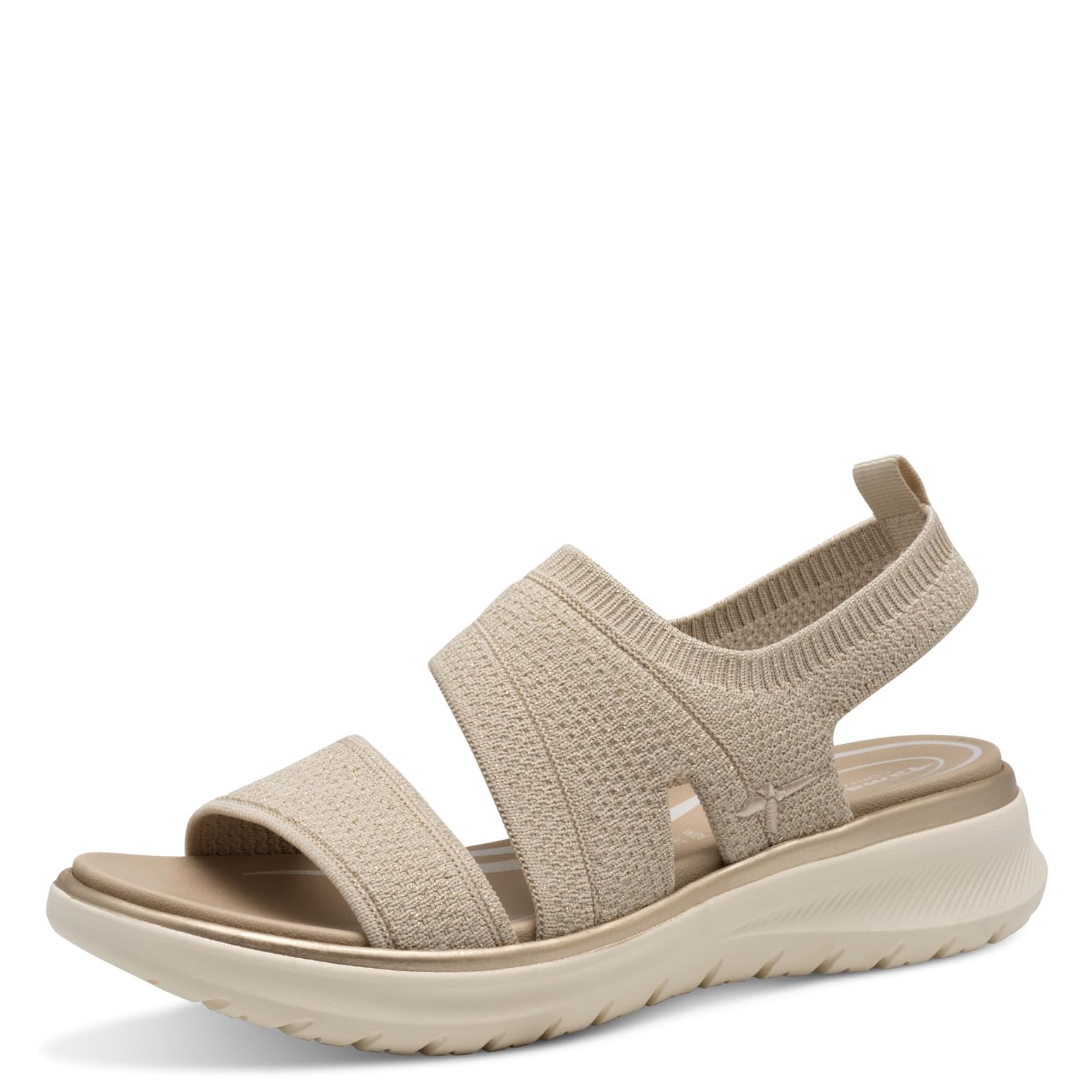 Tamaris Comfort Women’s Flat Slip-On Sandals Vegan, Beige/Gold, 7,5 UK