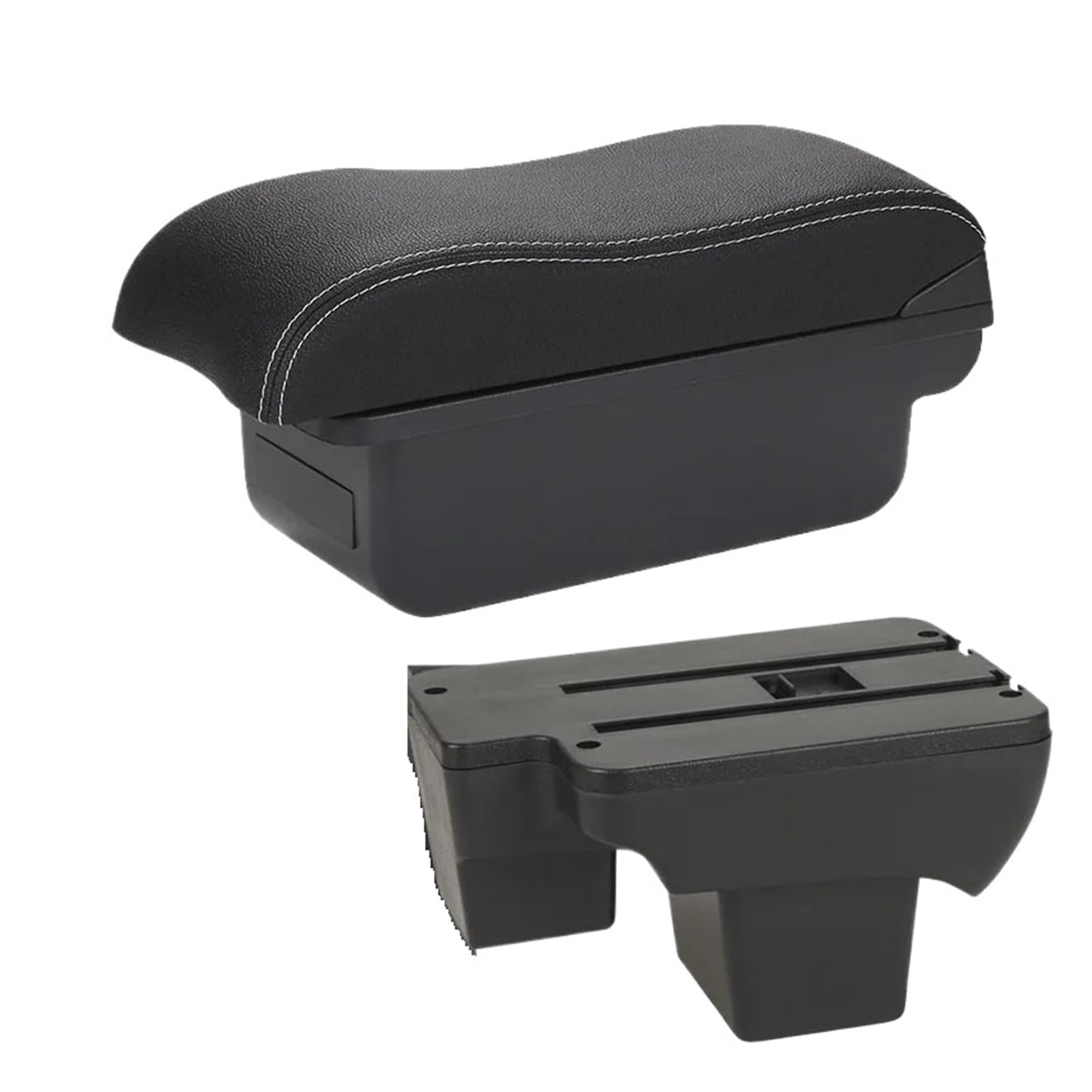 Ggwqoops Car Armrests For VW For Polo 2020-2024 Car Armrest Box Curved Surface Storage Accessories Armrest Box(C3 Black white NOUSB)