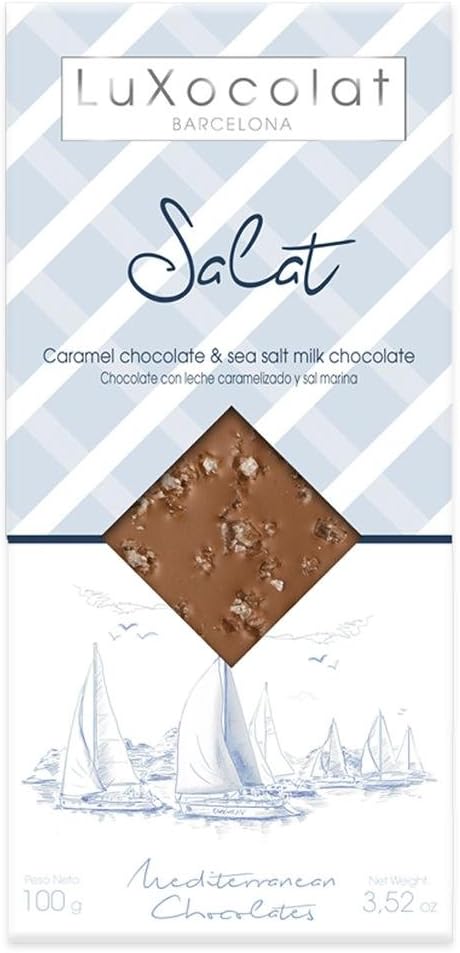 Luxocolat Caramel And Sea Salt Milk Chocolate Bar By