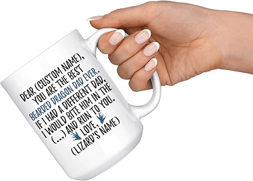 Miniatura 3 de freedomlook Taza personalizada con diseño de dragón barbudo para papá, dueño de dragón barbudo, dragones barbudos para hombres, regalo de lagarto