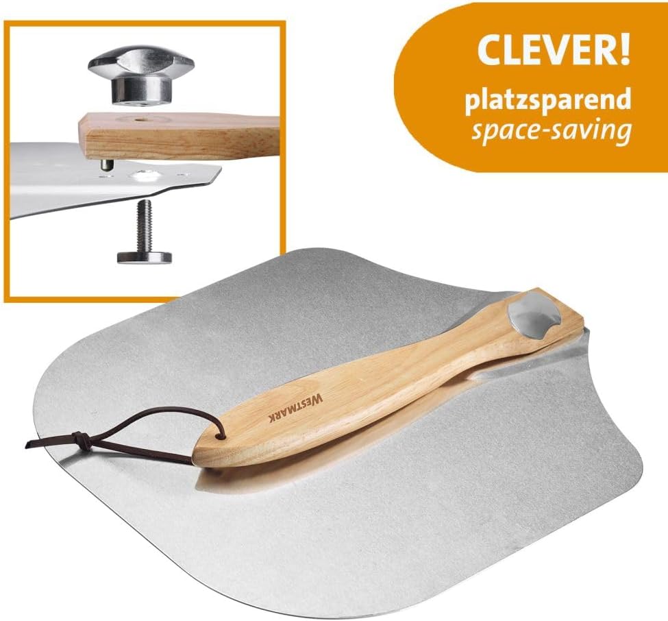 Westmark Pizza Peel Paolo - High Quality Pizza Peel with Wooden Handle Ideal for Pizza, Tarte Flambée and Bread, Suitable for Oven and Grill - Aluminium, Wood