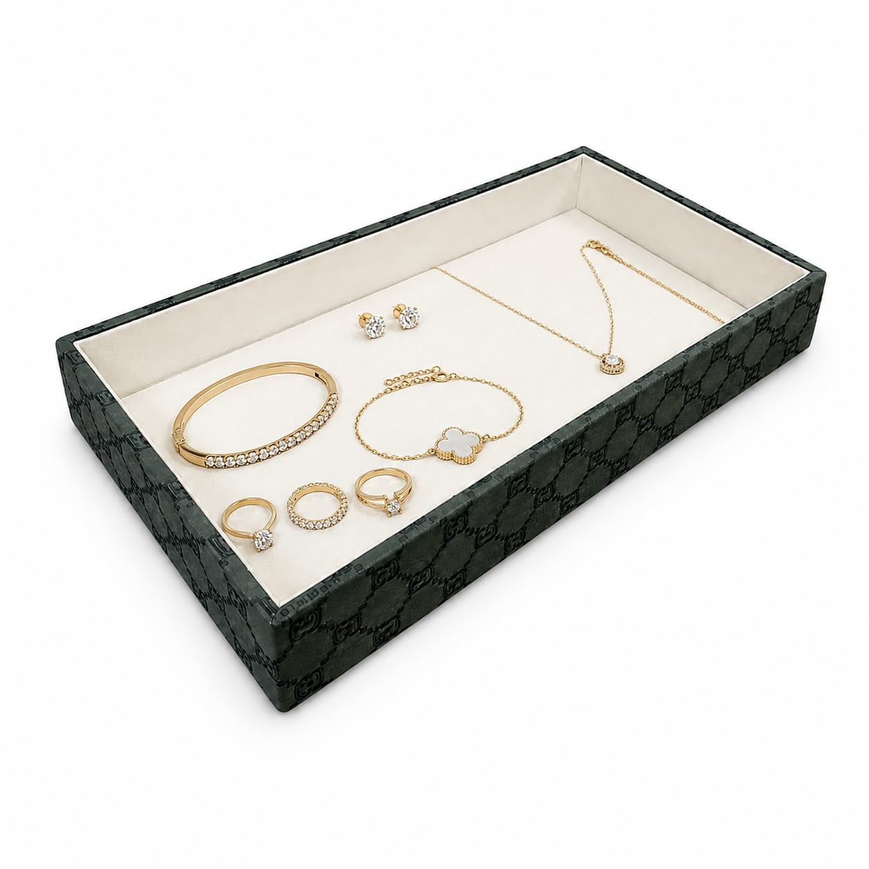 La Trove Watch & Sunglasses Organizer Tray for Drawer, Olive Green | Organizer tray for watches, sunglasses and eyewear, ideal for drawer, dresser, valet storage and daily accessories-image-12